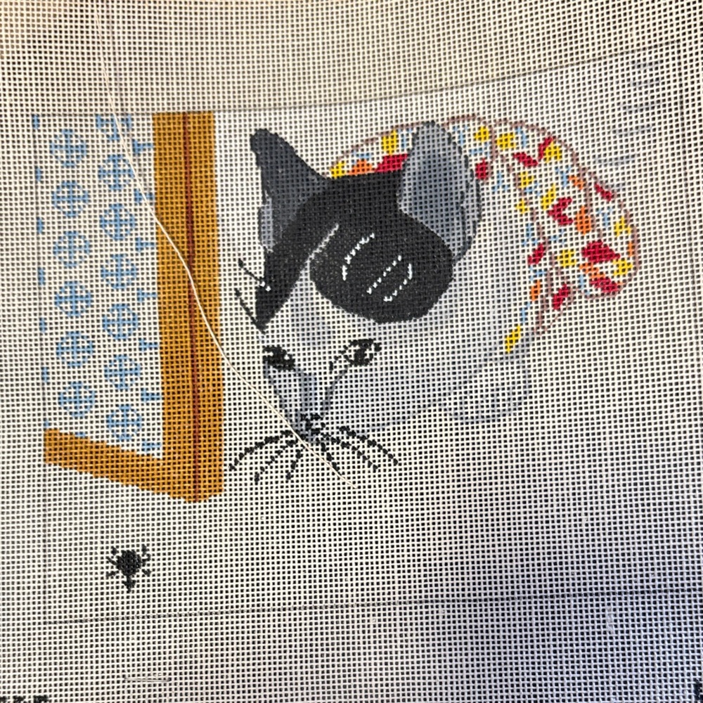 Handcrafted Cat Needlepoint Canvas